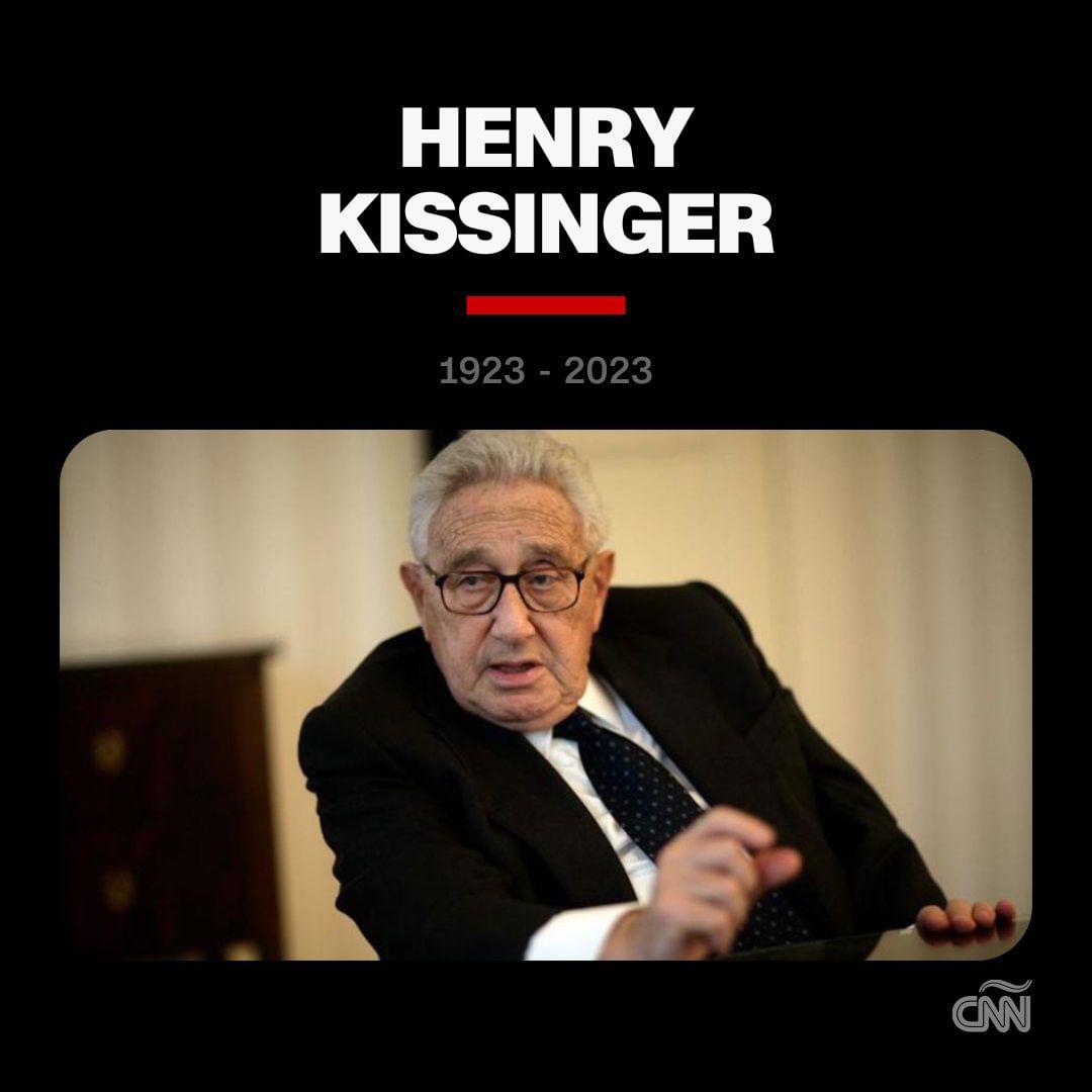 Henry Kissinger, exsecretario de Estado de Estados Undos, falleció a los 100 años de edad, de acuerdo ...ora, Kissinger Associates.Según la declaración de la firma, Kissinger, también estadista y académico, murió este miérc